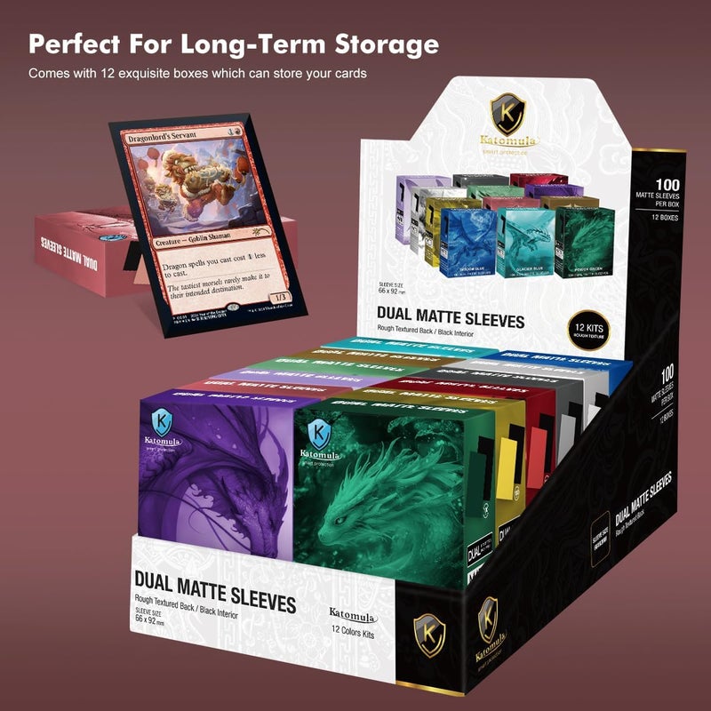 Katomula Fury Red Dual Matte Card Sleeves, Card Sleeves for MTG, Standard Card Sleeve for MTG, PKM, Flesh & Blood - Image 5